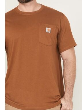 Carhartt Force T-Shirt Men's Medium M Short Sleeve Relaxed Fit Pocket Logo Brown